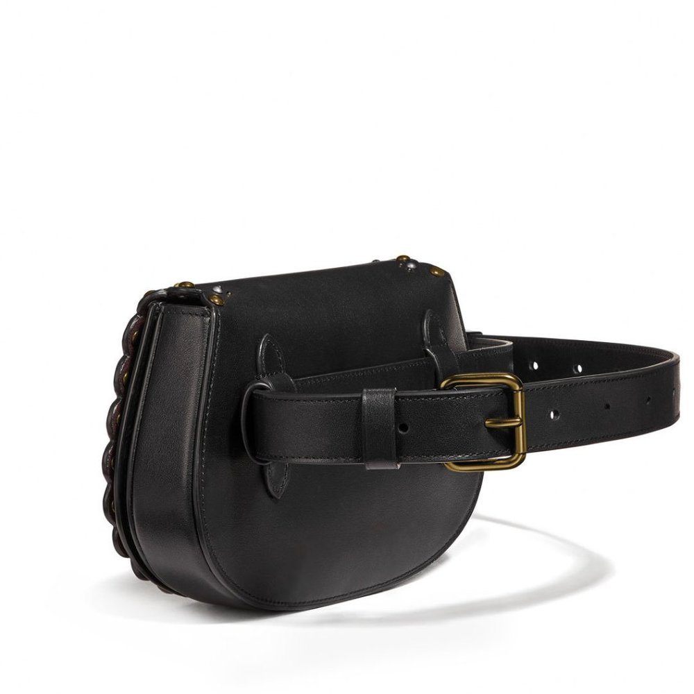 Coach Black Scallop Rivets Saddle Belt Bag EUC - Picture 6 of 16